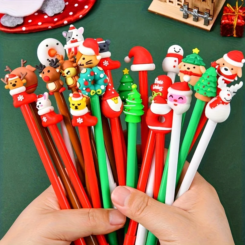 5/10pcs Kawaii Christmas Gel Pen 0.5mm Black Ink Cute Xmas Tree Reindeer Santa Snowman Neutral Pen School Office Stationary
