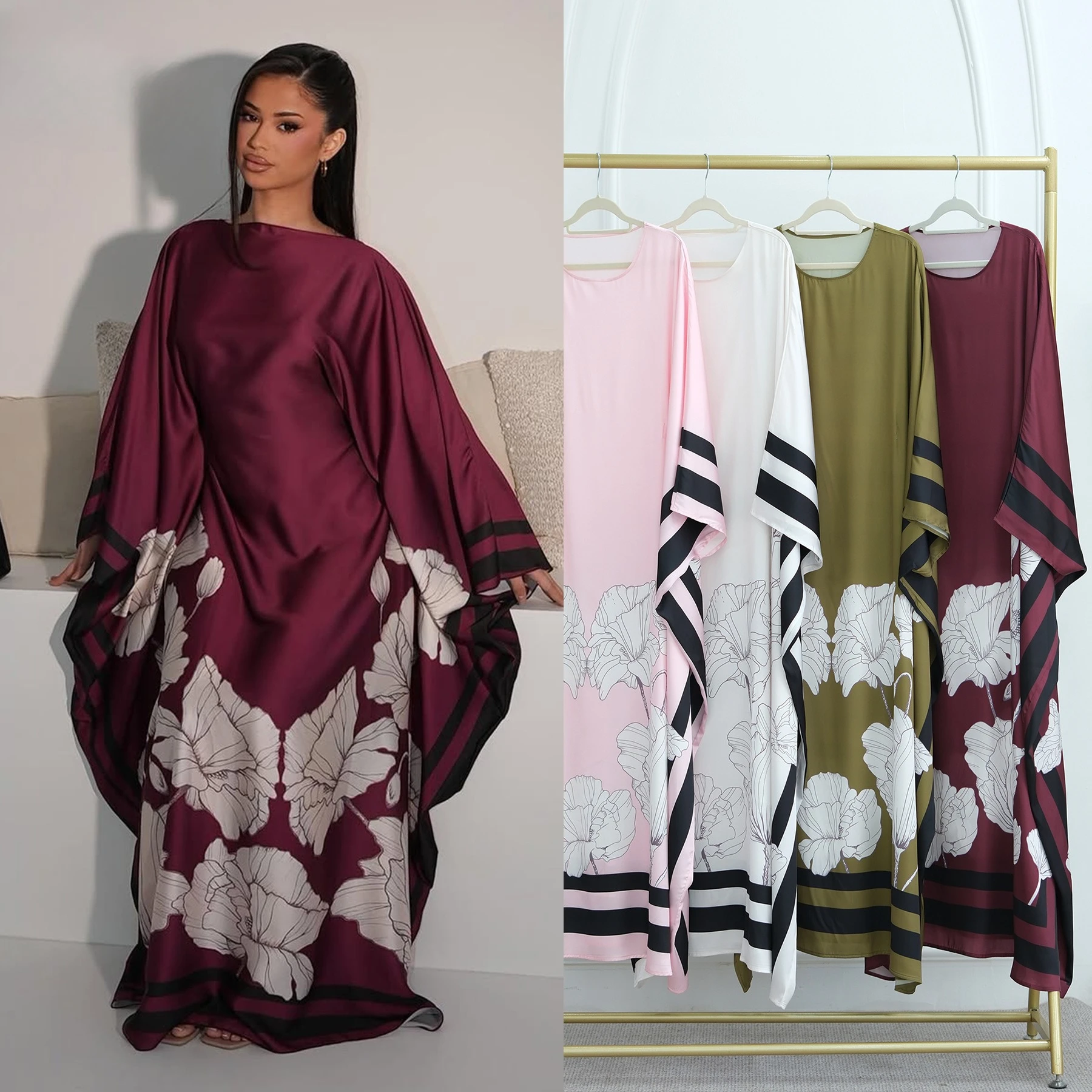 

Luxury Muslim Abaya Dress Damen Dubai Kaftan African Dresses for Women Turkey Islam Caftan Marocain Robe Femme Musulman