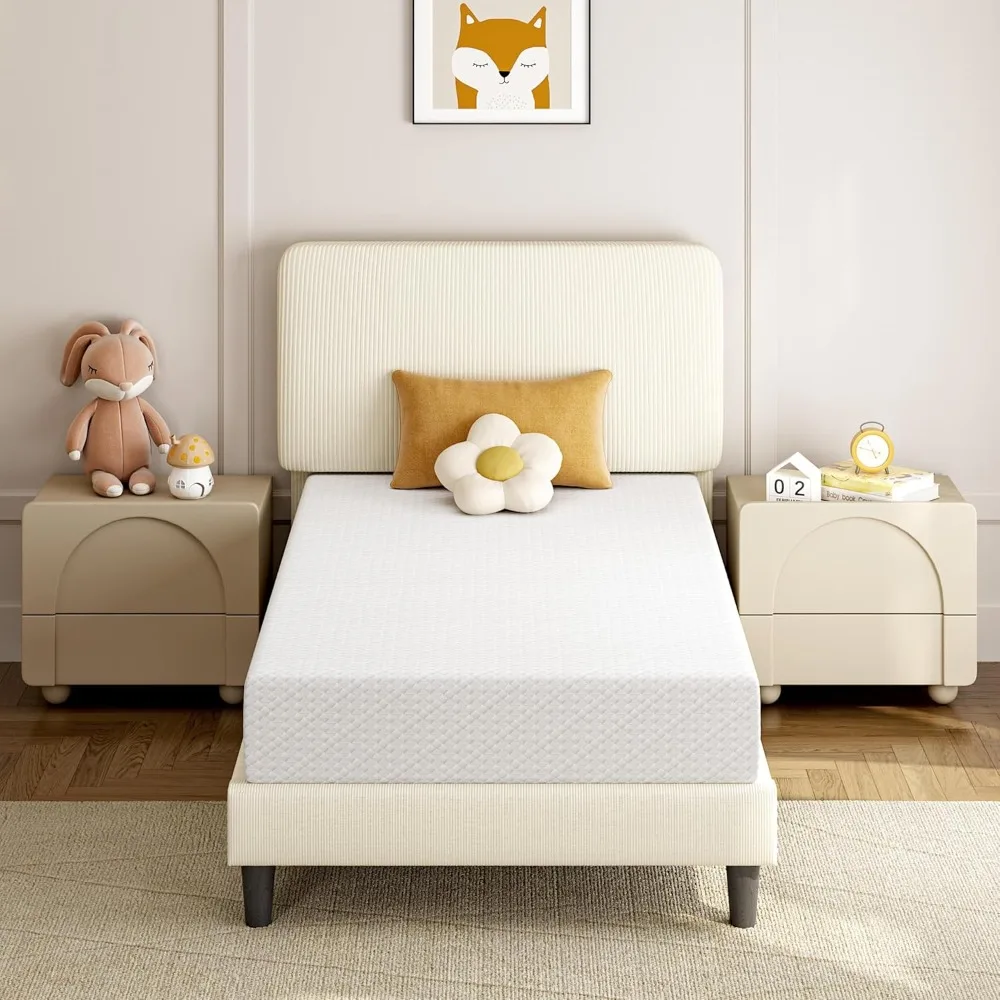 

8 Inch Twin Mattress 3 Foam Layer Cooling Gel Memory Foam Mattresses, Green Tea for Fresher Sleep, Medium Firm, Twin Size