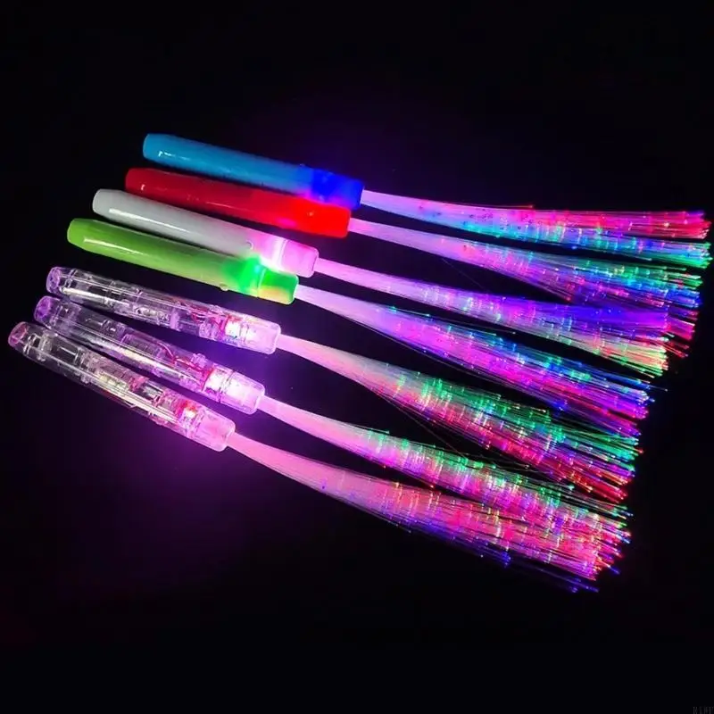 

R1WF 10 Piece Fiber Light Wand Glow Wand LED Flashing Sticks Colorful Lighting Birthday Party Favor for Concerts Clubs