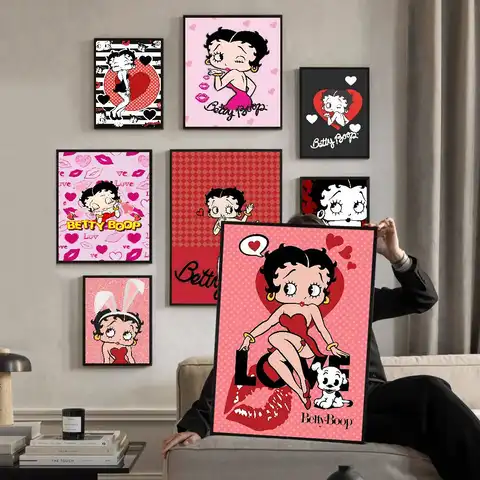 B-Betty-Cute-Boop Vintage Posters Sticky Vintage Room Home Bar Cafe Decor Kawaii Room Decor