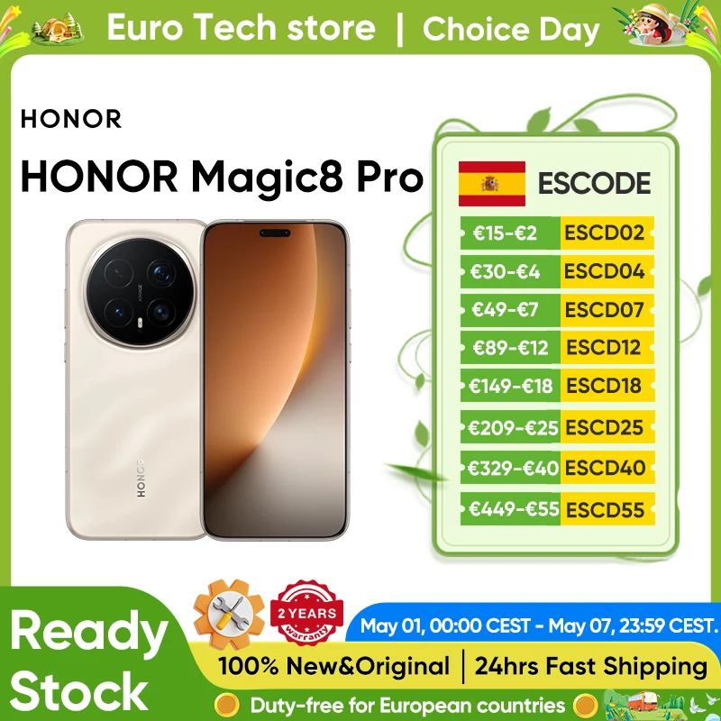 Versão da UE HONOR Magic 8 Pro 5G Smartphone Snapdragon 8 Elite Gen 5 200MP AIMAGE 6270mAh 100W 6.71'' OLED NFC eSIM Honor