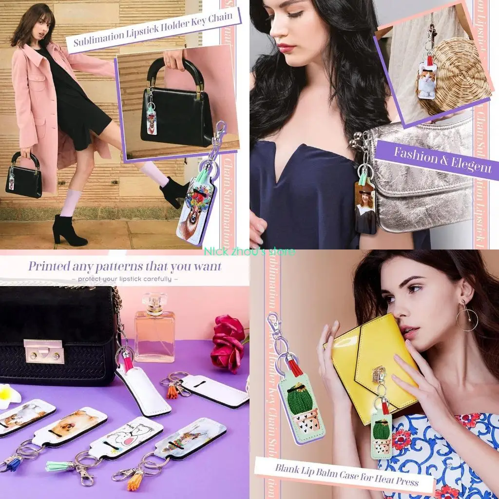 

E15E Набор из 72 сублимационных пустых держателей для губной помады, брелки с застежкой-лобстером