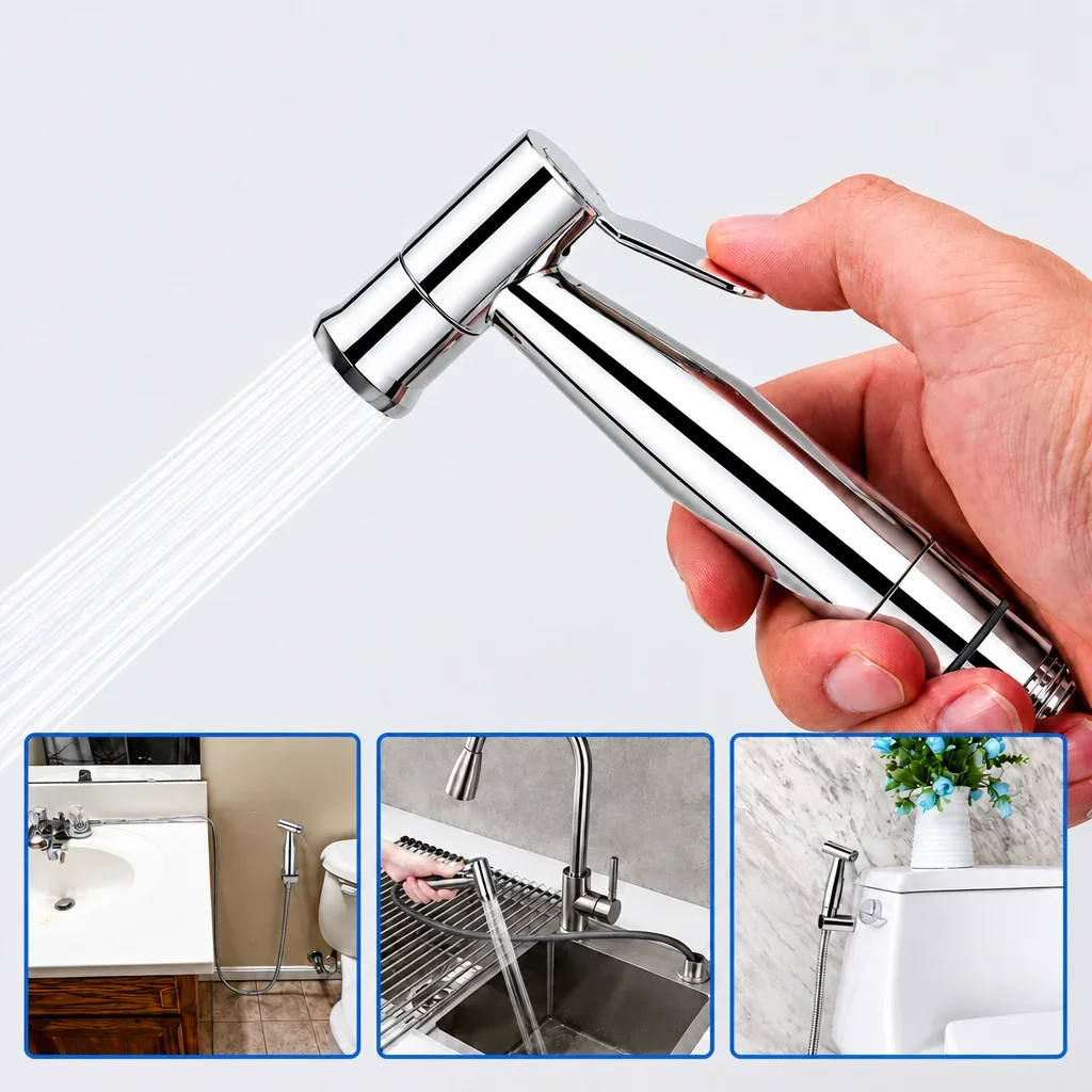 Portable Handheld Bidet Sprayer Nozzle with Pressurized Cleaning for Feminine Hygiene Toilet Washing Bathroom Accessory