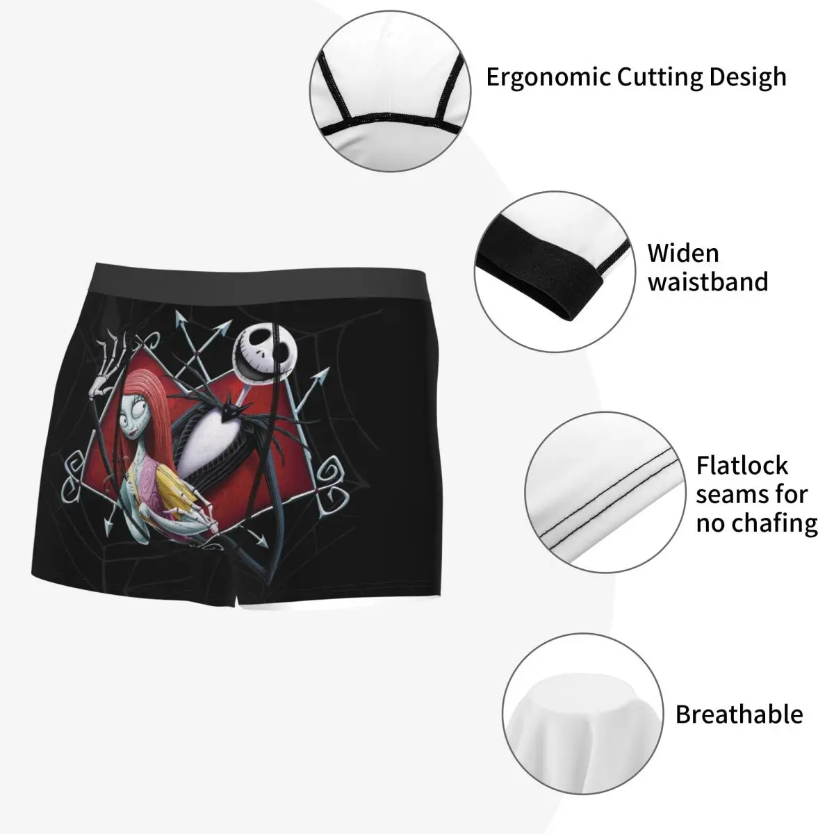 مخصص هالوين الجمجمة جاك سالي الملاكمين السراويل الرجال تيم بيرتون عيد الميلاد فيلم الرعب ملخصات الملابس الداخلية الأزياء السروال