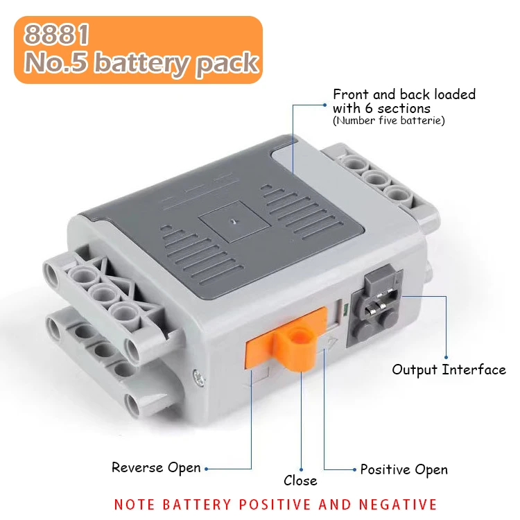 Функции питания MOC Корпус батарейного отсека типа AA и двигатель M 8883 8881 Технические детали Строительные блоки Кирпич
