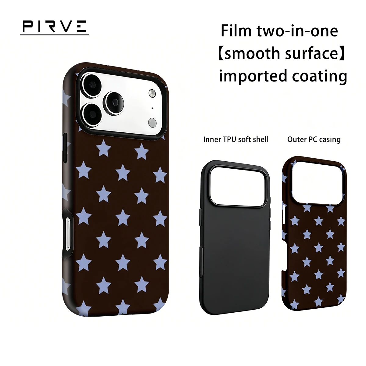 Korea Film Phone Case For iPhone 18 17 16 15 14 13 12 Pro Max Air 16e Max Dark Brown Celestial Blue Stars Hard PC Bumper Cover