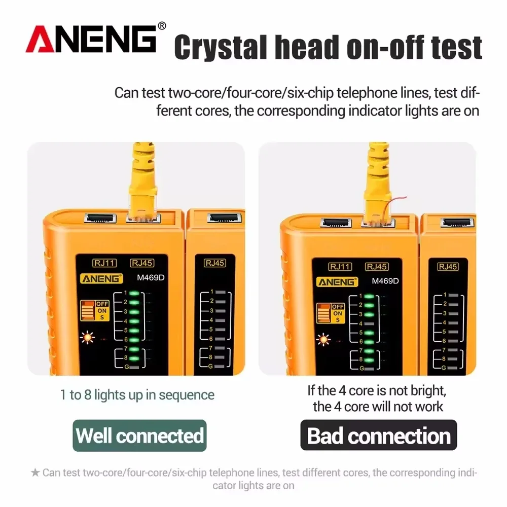 ANENG M469D RJ45 RJ11 Network Cable Tester LAN Cable Networking Wire Telephone Line Detector Tracker Test Tool