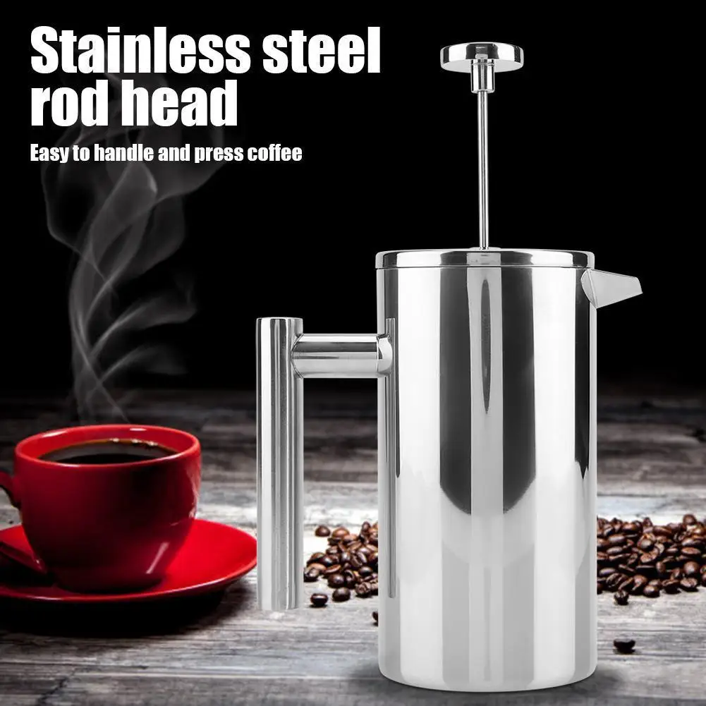 

1000Ml Stainless Steel Coffee Tea Maker Double Layer Heat Resistant Large Capacity Easy Clean Portable Camping