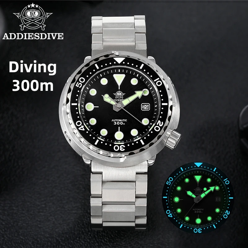 

ADDIESDIVE Men Automatic Mechanical Watch Sapphire Glass AR Coating 300M Waterproof Watches Luminous Ceramic Bezel Diver's Watch