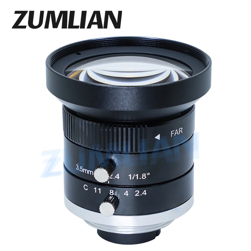 2MP CCTV lens 3.5mm F2.4 Large Wide Angle C-Mount Machine Vision Lens Manual Iris FA Lens for Industrial Camera Low Distortion