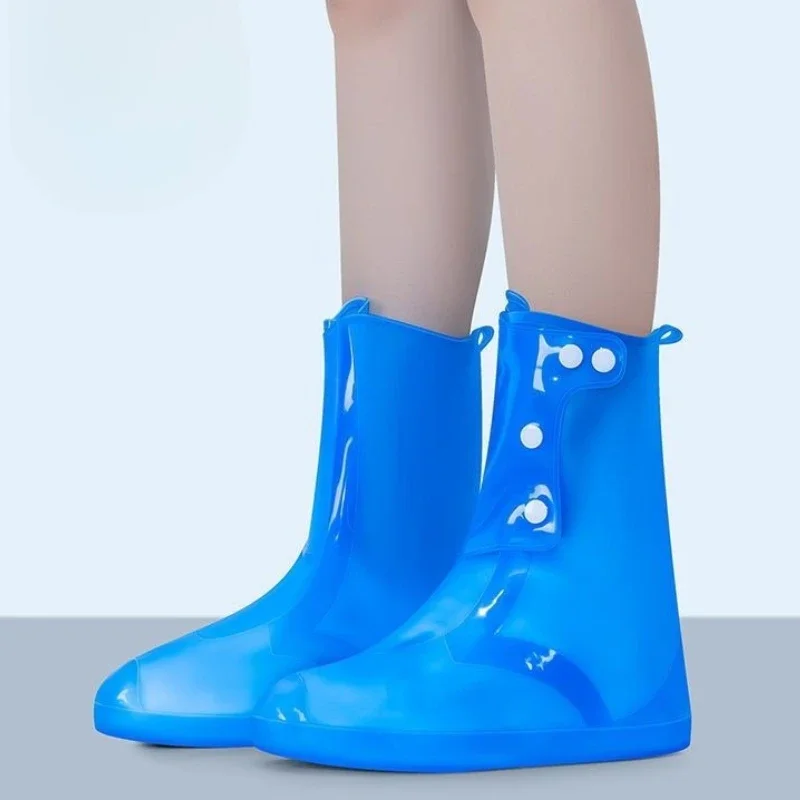 

Transparent Non Slip Silicone Waterproof Shoe Covers Thickened Wear Resistant Sole Unisex Adult Mid Calf Portable Rain Shoes