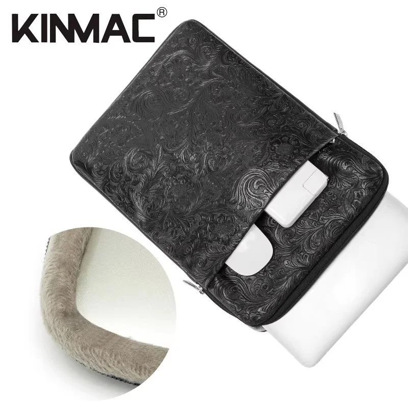 

Kinmac Brand Laptop Bag 12,13.3,14,15.6,16 Inch,Cashew PU Leather Shockproof Lady Man Sleeve Case For MacBook Air Pro Computer