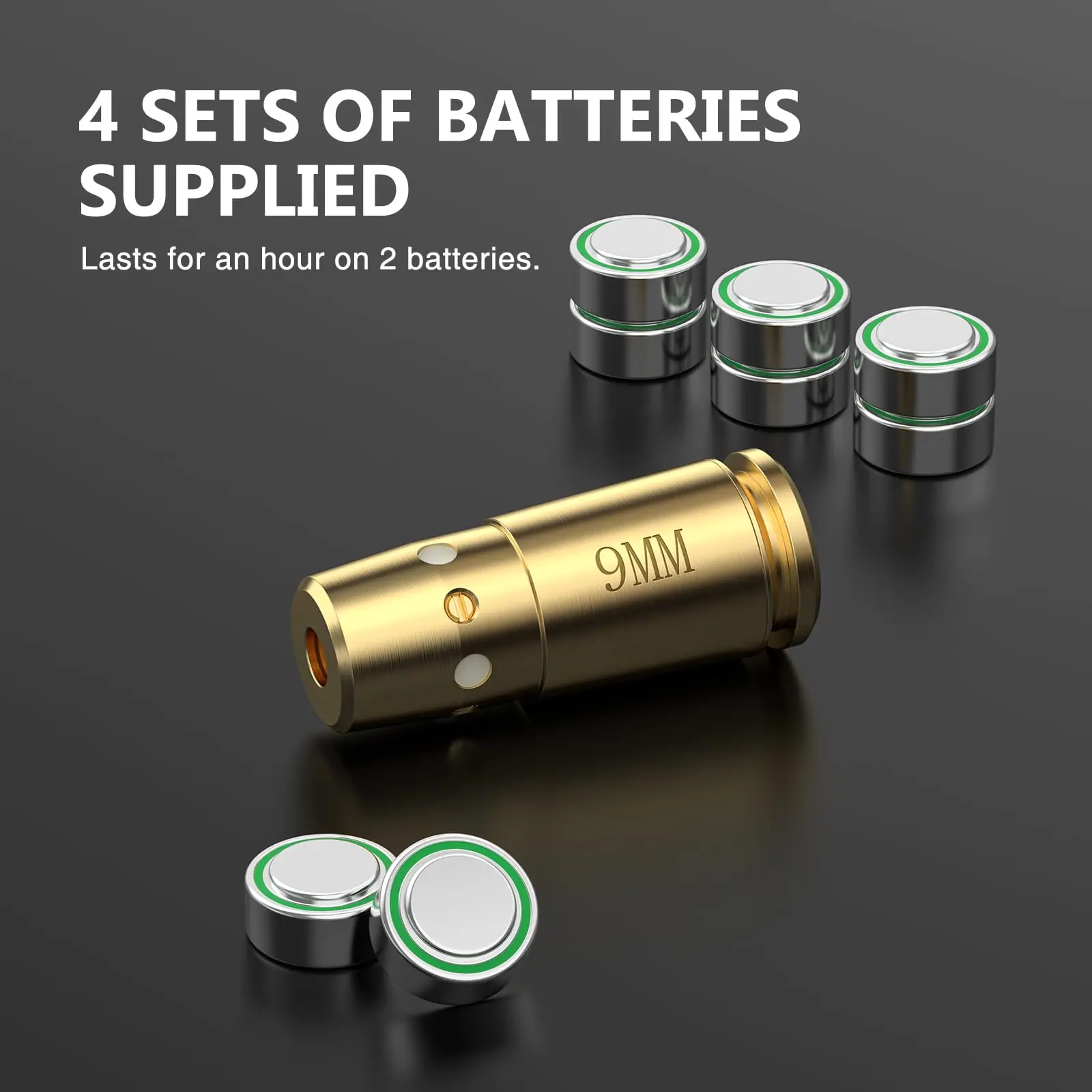 9mm Red Laser Boresighter Visibility Distance For Pistol Airsoft Riflescope with 4 Sets of Batteries Solid Brass