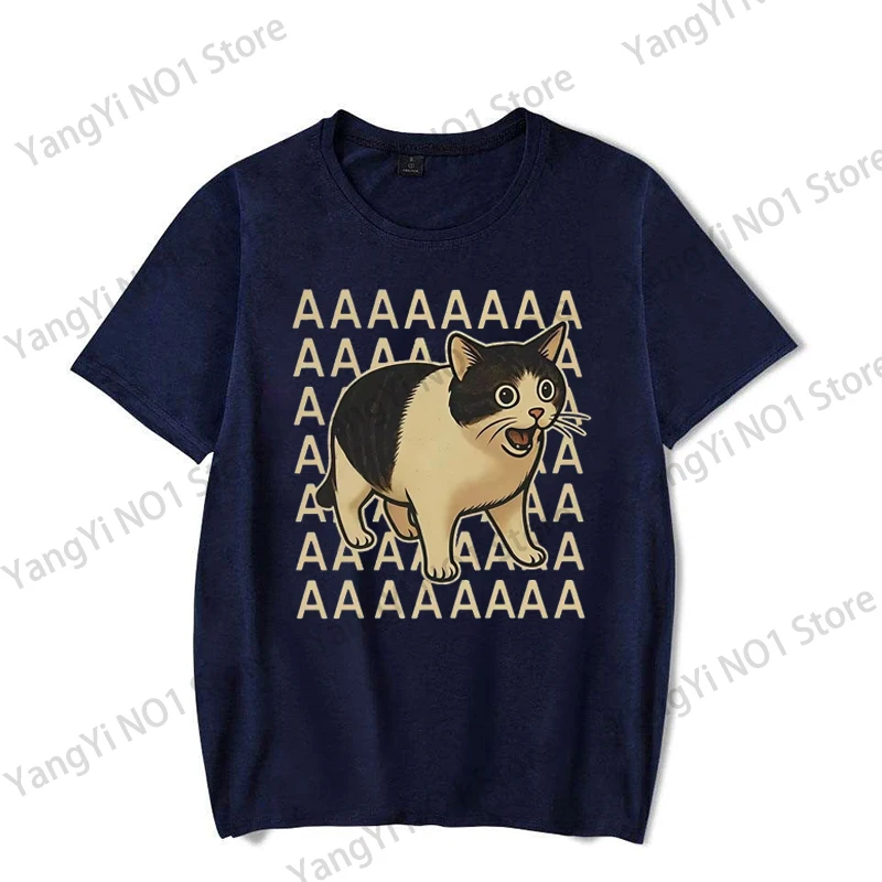 Fun Meme Sad Crying Cat Printed Women Men Casual T-Shirt Harajuku T Shirts Casual Fashion Tees Clothes Short Sleeve Daily Wear
