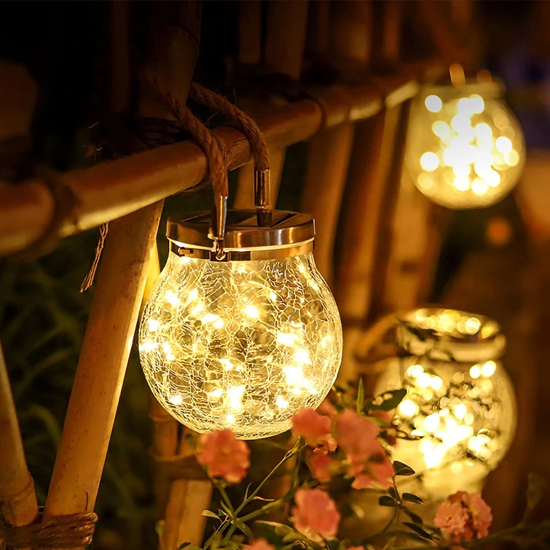 IP65 Waterproof Lantern Lamp Solar Hanging Glass Jar Light For Indoor Outdoor Garden Party