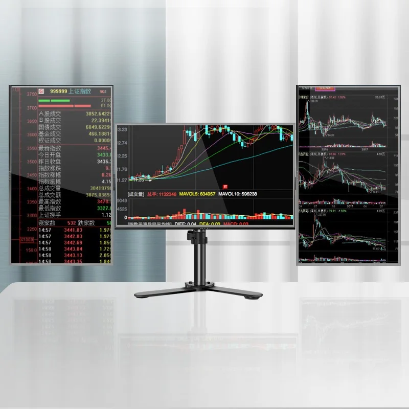 

HILLPORT 24" 27" 30" Monitor Desk Stand Mounting Arm 3 Screen Bracket 17~32 inch Large Base Tilting And Rotating With VESA XJT91