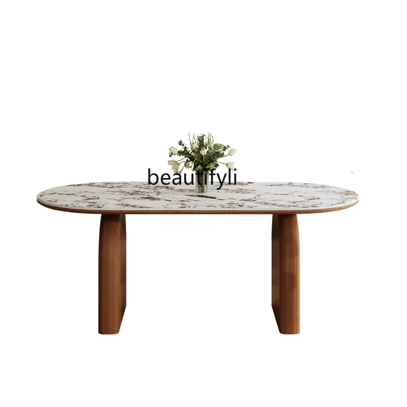 

A16 Light French Style Vintage Dining Table Stone Plate Home Living Room Modern Simple Dining Table Cream Style Middle Ancient