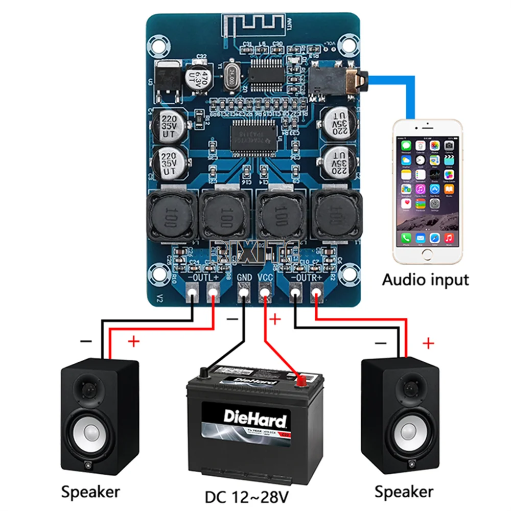 TPA3118 2x45W Dual Channel Stereo Audio Bluetooth Digital Power Amplifier Board Amplificador DC 12V-28V M314 32P Original Chip