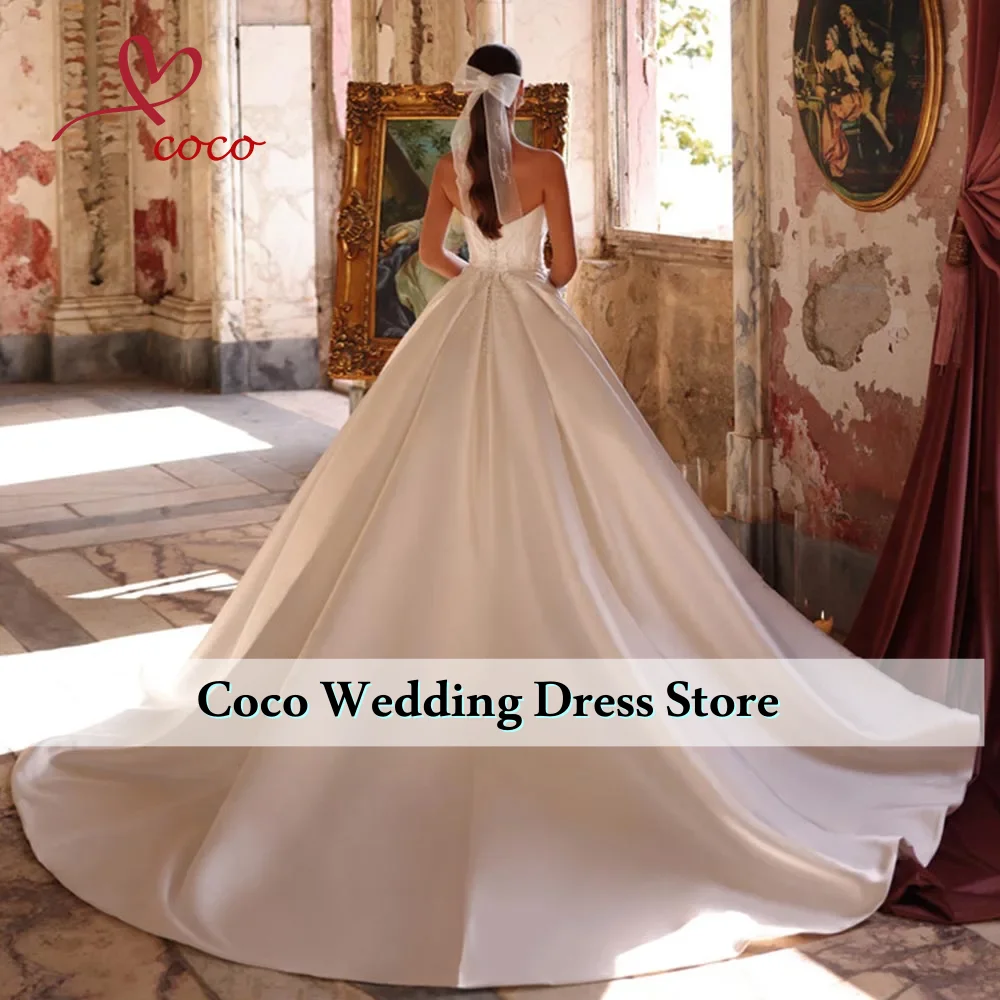 تخصيص بسيط فستاين سهرة/فساتين الحفلات فساتين زفاف الأميرة الساتان فساتين العروس مشد اللؤلؤ مثير فساتين الزفاف Vestido de novia