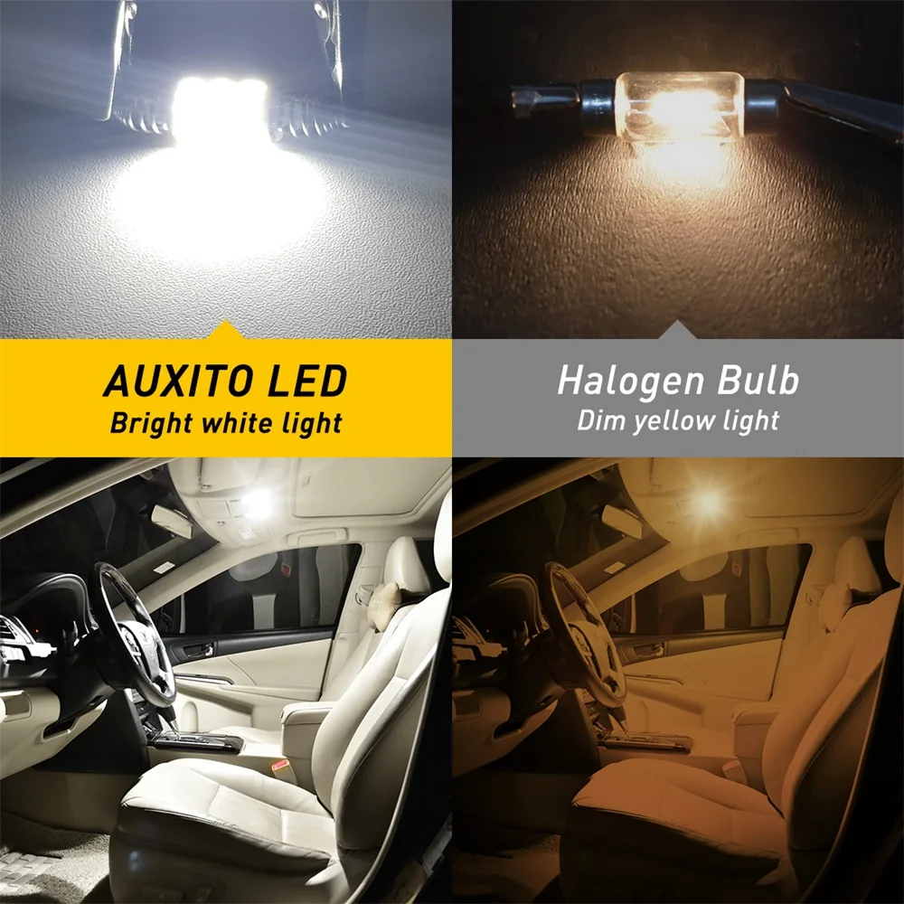 AUXITO 6Pcs Car Bulb C5W LED C10W Error Free Festoon 36mm 31mm LED Dome Light Canbus 12V Auto Interior Trunk License Plate Lamp