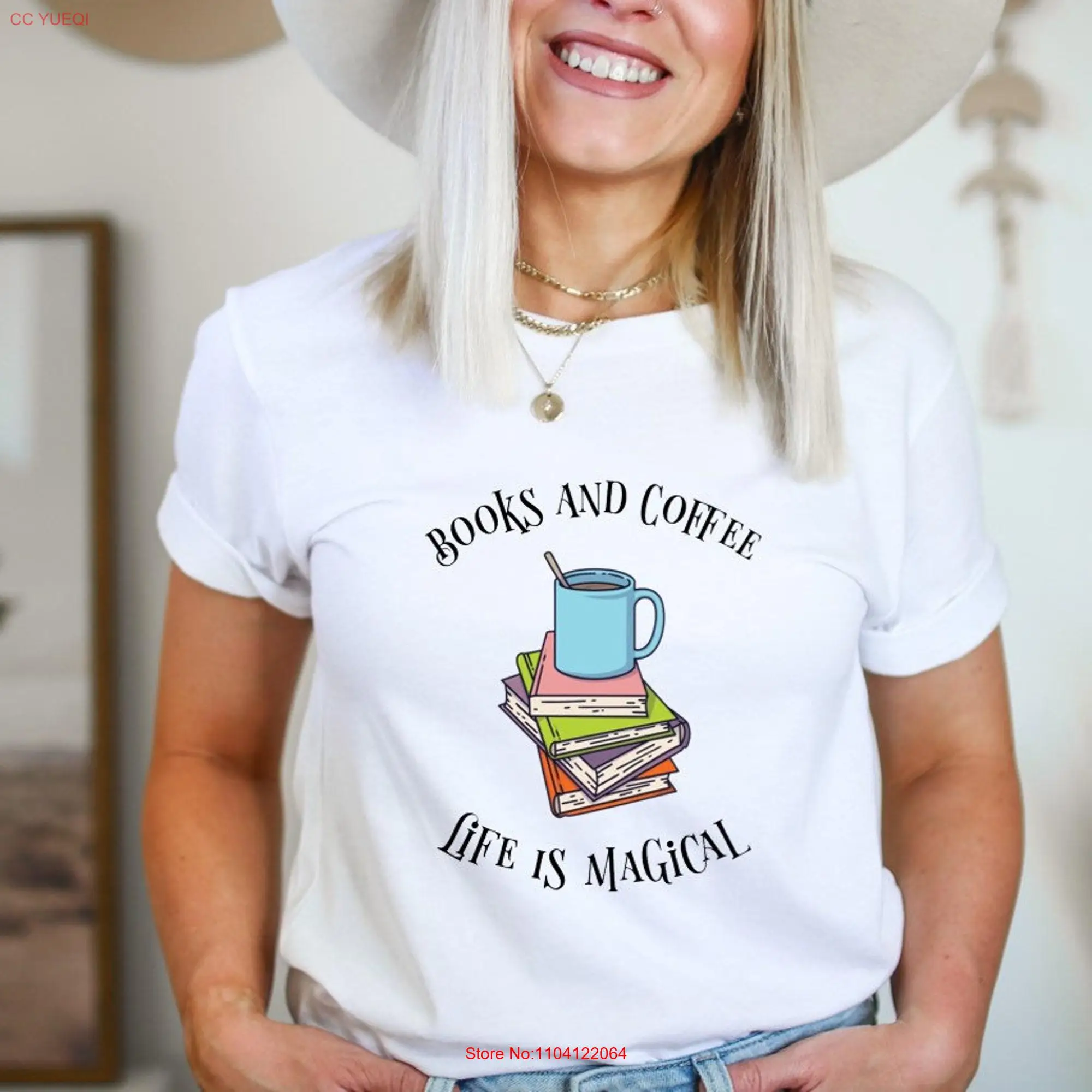 Books and Coffee Life Is Magical T Shirt Lovers Reading Matching Family long or short sleeves