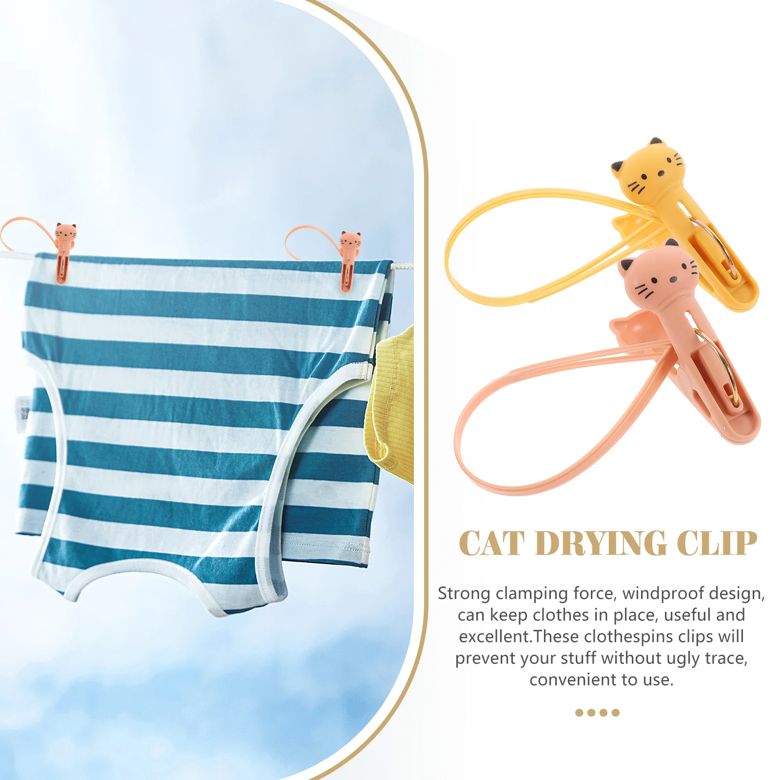 

6Pcs Windproof Clothes Clips with Rope for Laundry Towels Blankets Outdoor Drying Clamp Clothing Clip with Rope