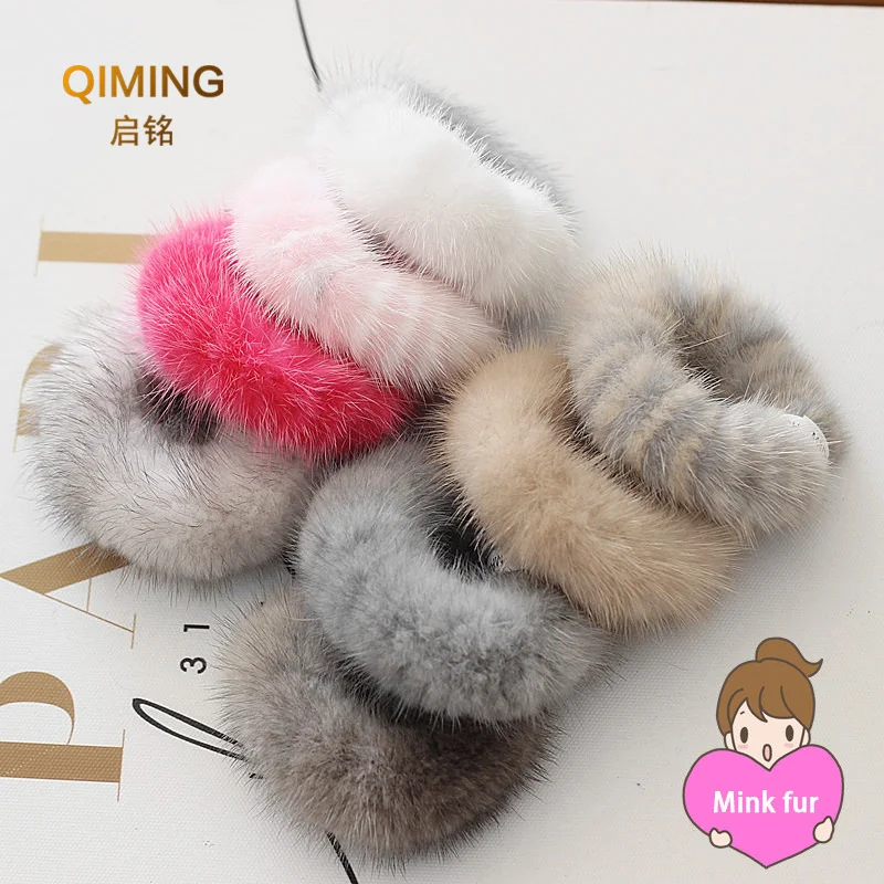 100% Real Mink Fur Hair Rope Women Accessory Flurry Headband Hair Ties Holder Elastic Highgrade Luxury Fashion Hair Ring