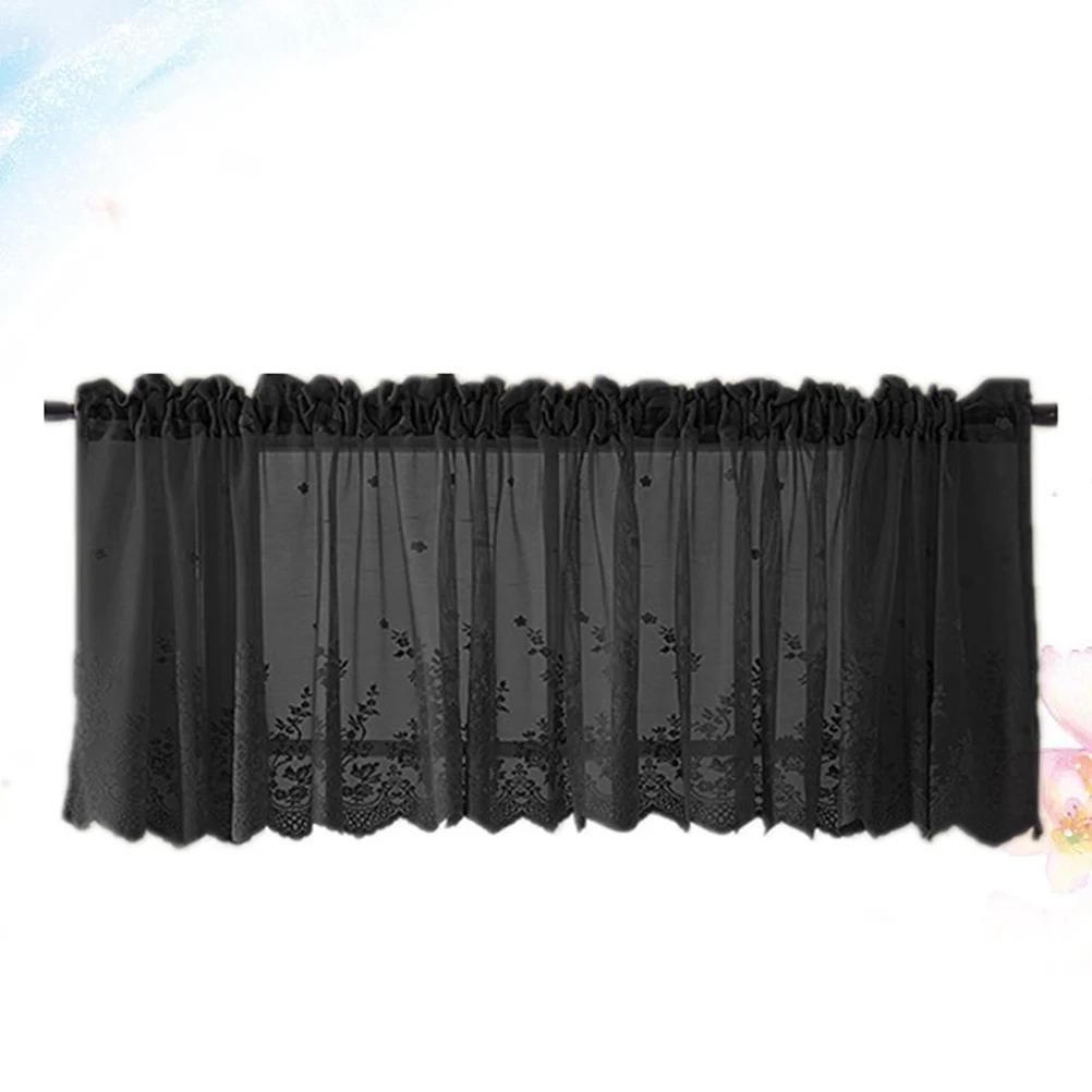 

Lace Curtains Decorative Shade Short Kitchen Black Blue Valances Shower Door Out Sun Proof Home Textile Finished