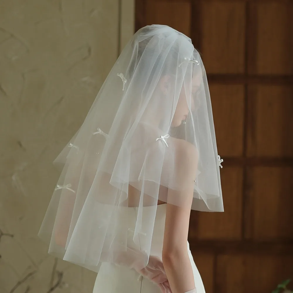 Soft Puffy Tulle Wedding Veil, Double-layer Hair Accessory