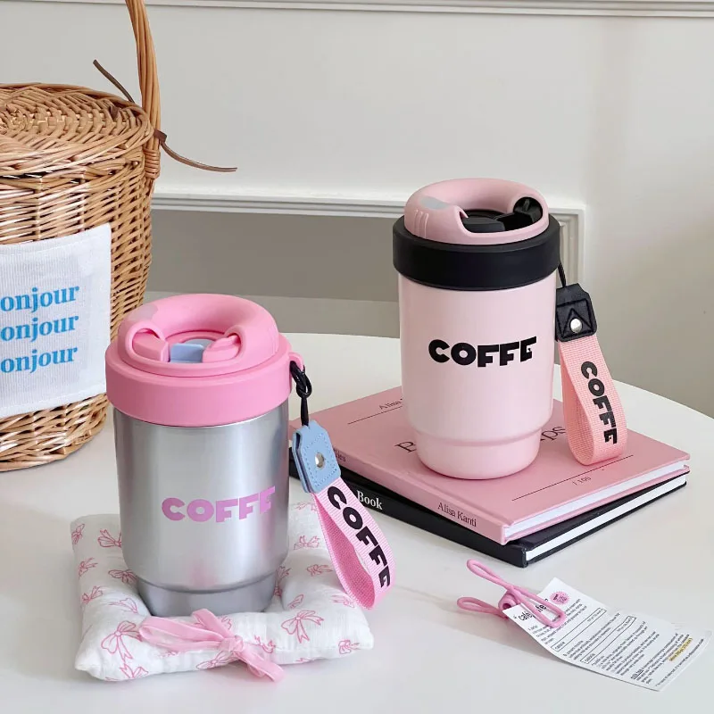 

500ml Women'S Letter Double Drink Coffee Cup 316 Stainless Steel Insulated Cup Water Cup Gift Cup For Students