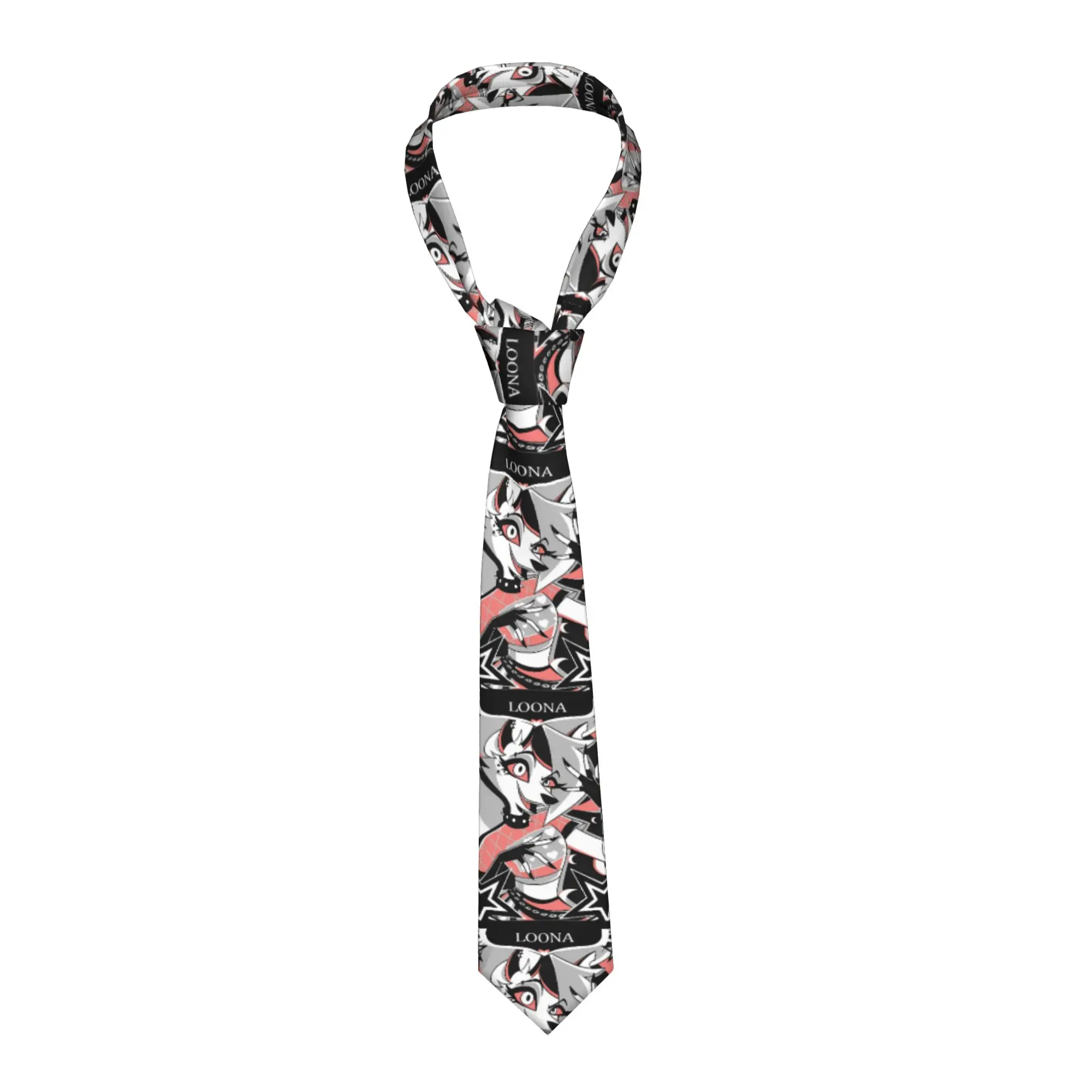 Corbata Helluva Boss Loona para uso diario, corbatas para fiestas, corbata divertida Kawaii para adultos unisex, diseño de corbata con cuello, idea de regalo