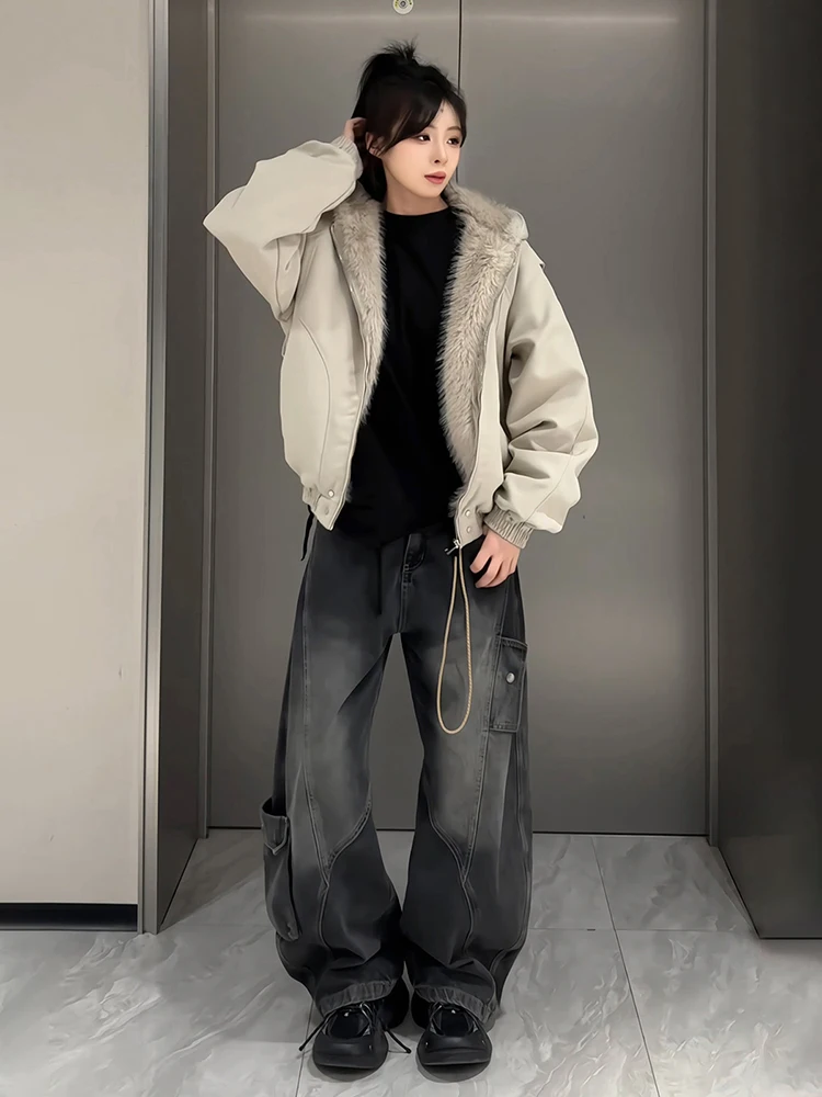 

Thickened Fleece Hooded Cotton Jacket Men's Winter Coat Youth Casual Style Polyester Fiber Long Sleeve Cleanfit Collar Jacket