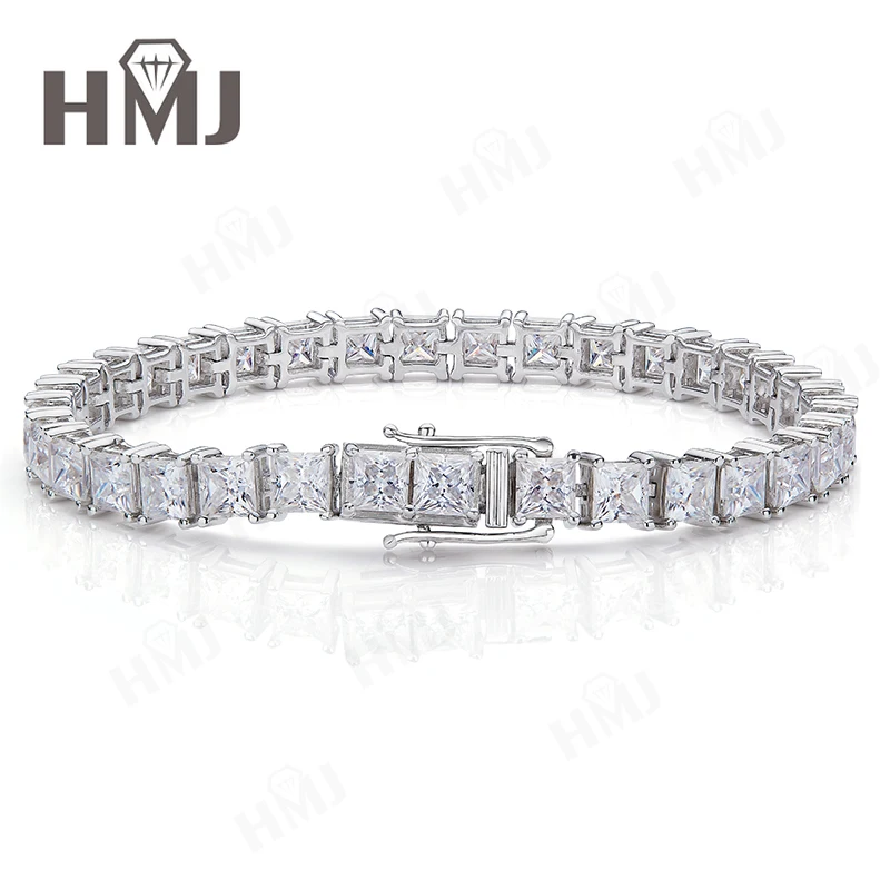 

9inch Moissanite Tennis Bracelet Multiple Shapes S925 Sterling Silver Plated 18k White Gold Hypoallergenic Anniversary Gift