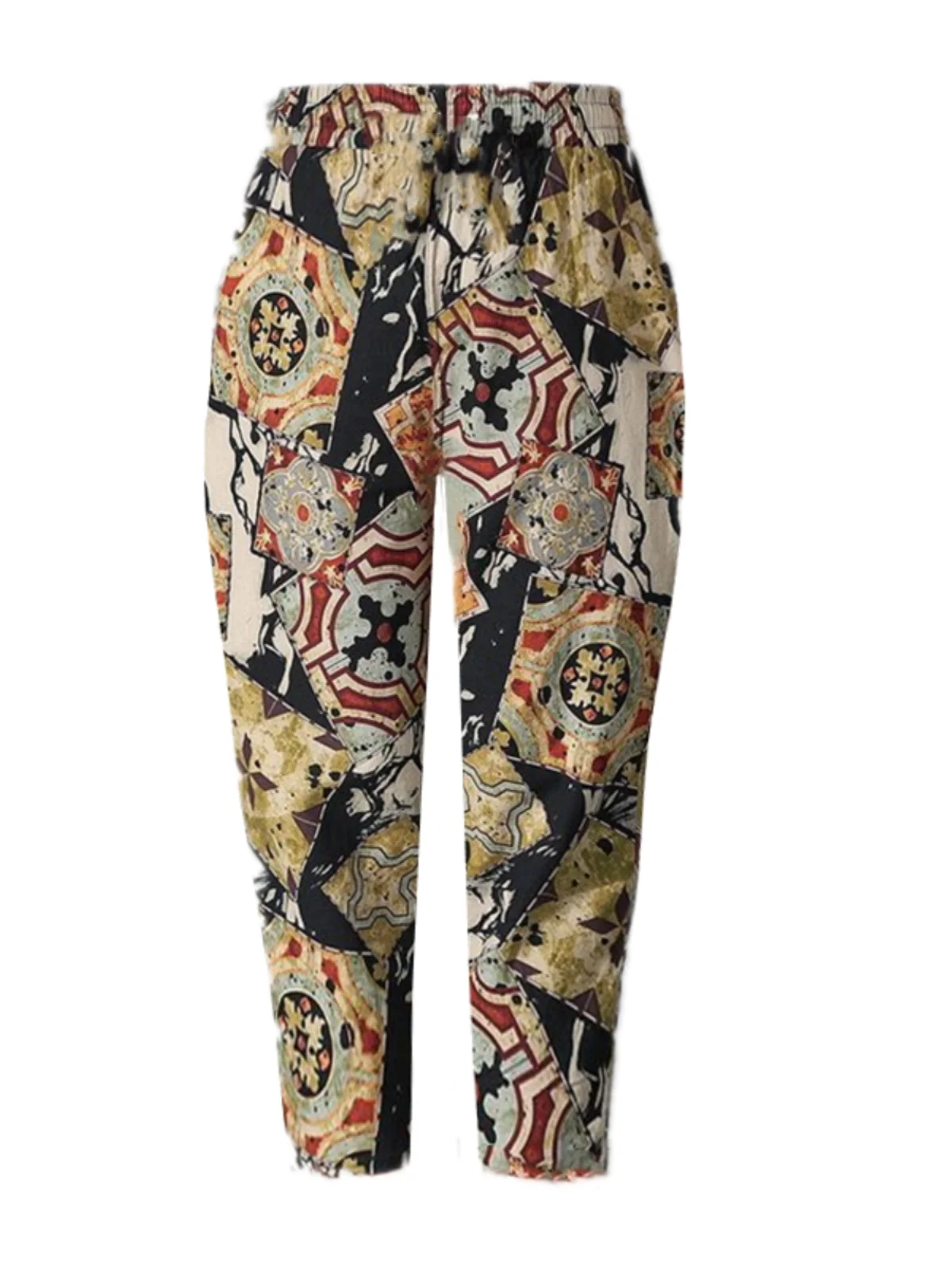 Nieuwe katoenen linnen harlanbroek zomer dunne afslankende losse casual broek plus maat hoge taille negen punten trendy broek