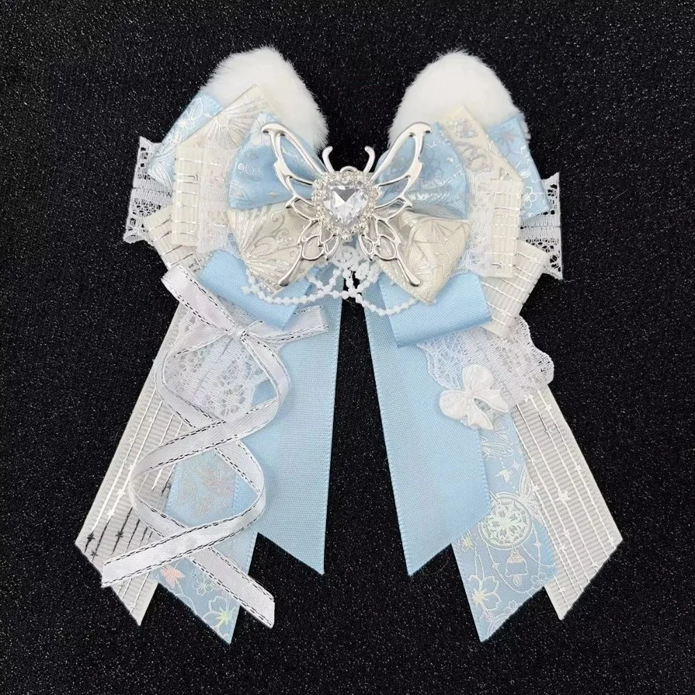 New Decorative Bow Pin Lace Bow Brooch Lace Detail Handmade Bow Accessory Polyester Colorful Ita Bag Decoration Gifts