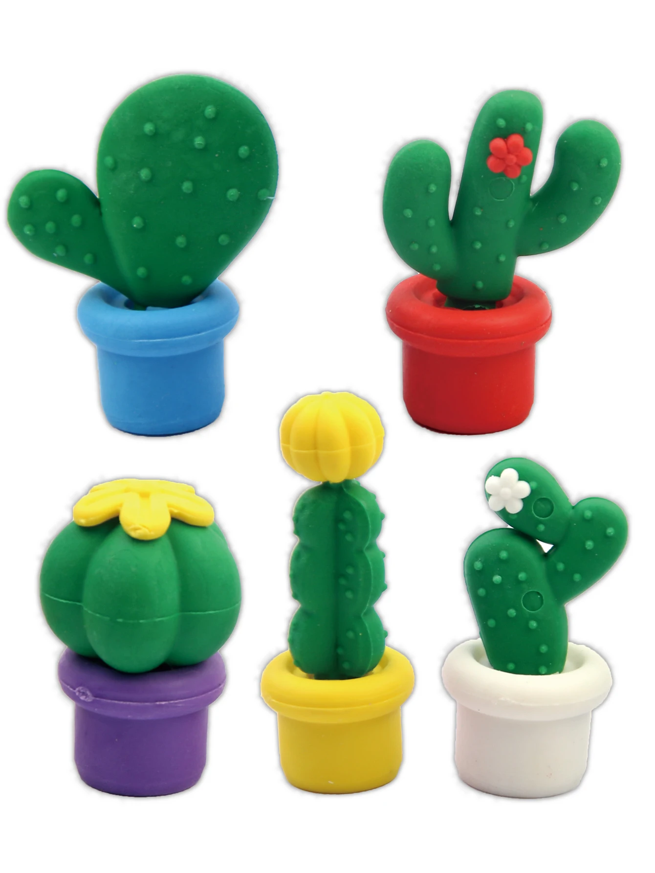 MOTARRO 5pcs/set Creative Cute Cactus Eraser Individual Package Eraser Student Prize Stationery Wholesale