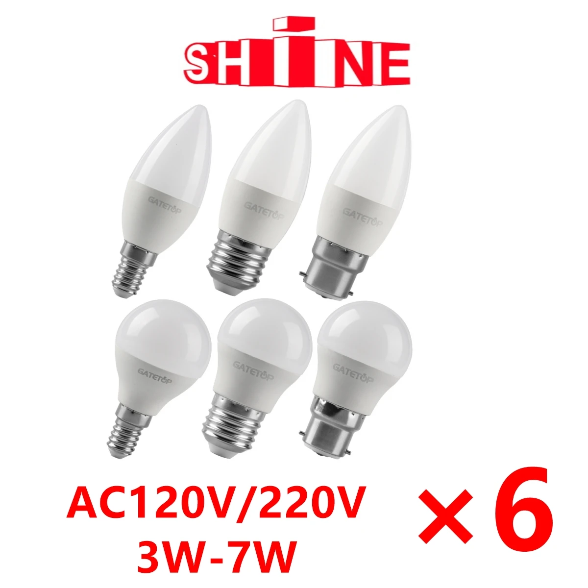 

6PCS LED bulbs Energy-efficient G45 C37 E14 E27 B22 3W 5W 6W 7W AC230V AC110V Led Golf Bulb Lamp For Home Decoration