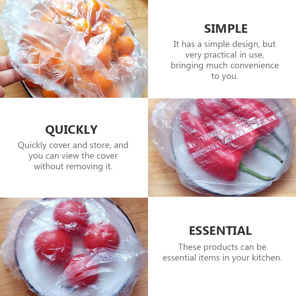 

300Pcs Disposable Elastic Plastic Bowl Covers Food Preservation Kitchen Gadget Dust Covers Bowl Plastic Wraps Kitchen Gadget