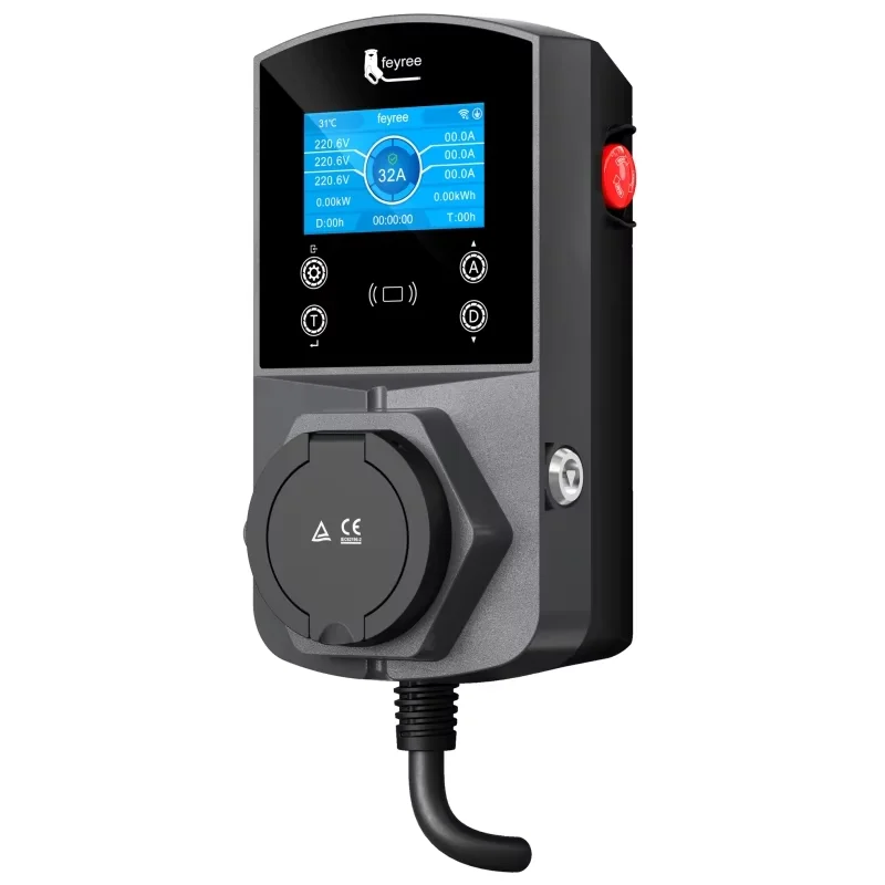 Feyree 22kW Type2 EV Charger Socket Versie Slimme elektrische autolader voor TS-NACS Type1 GB/T Plug EVSE Wallbox WIFI APP Controle