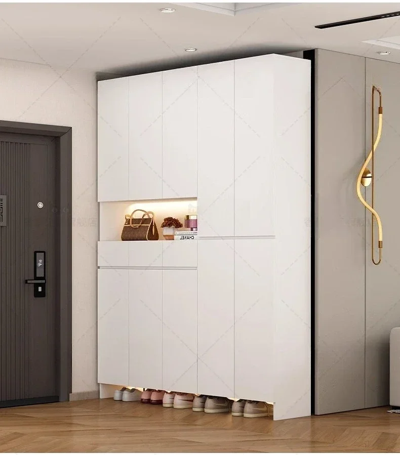

High end aluminum shoe cabinet integrated with household shoe cabinet, large capacity multifunctional entrance customized