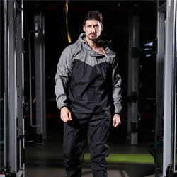 Autumn Winter Men Sweatsuits Sauna Suit Long Sleeve Hoodie Sweatshirt+pant Sweating Suit Running Jogger Training Gym Workout Set