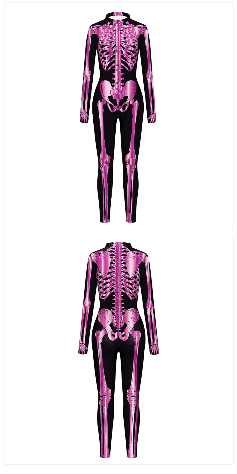 Karneval Halloween Party Fluoreszierender Skelett-Druck Damen Sexy Jumpsuit Cosplay Kostüme Ausgefallener Totenkopf-Bodysuit Mujer 2026 – Detail 11