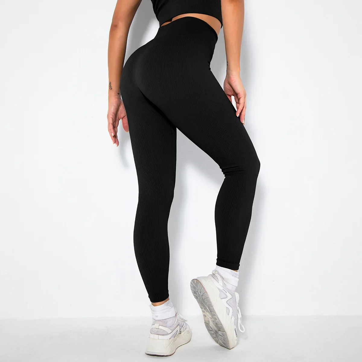 Calça esportiva de ioga sem costuras para mulheres, fitness push up leggings, cintura alta, ginásio treino calças justas ativas