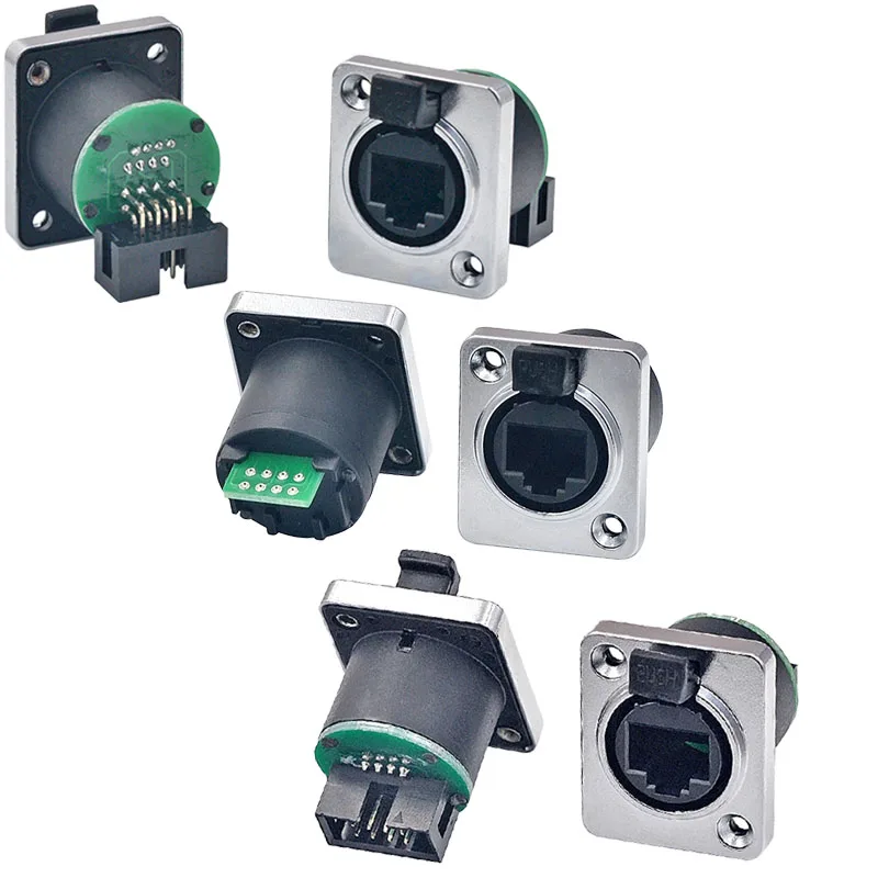 1PCS Shielded RJ45 Ethernet Connector - 8P8C Female Panel Mount, IP65 Waterproof, Industrial-Grade Network Socket
