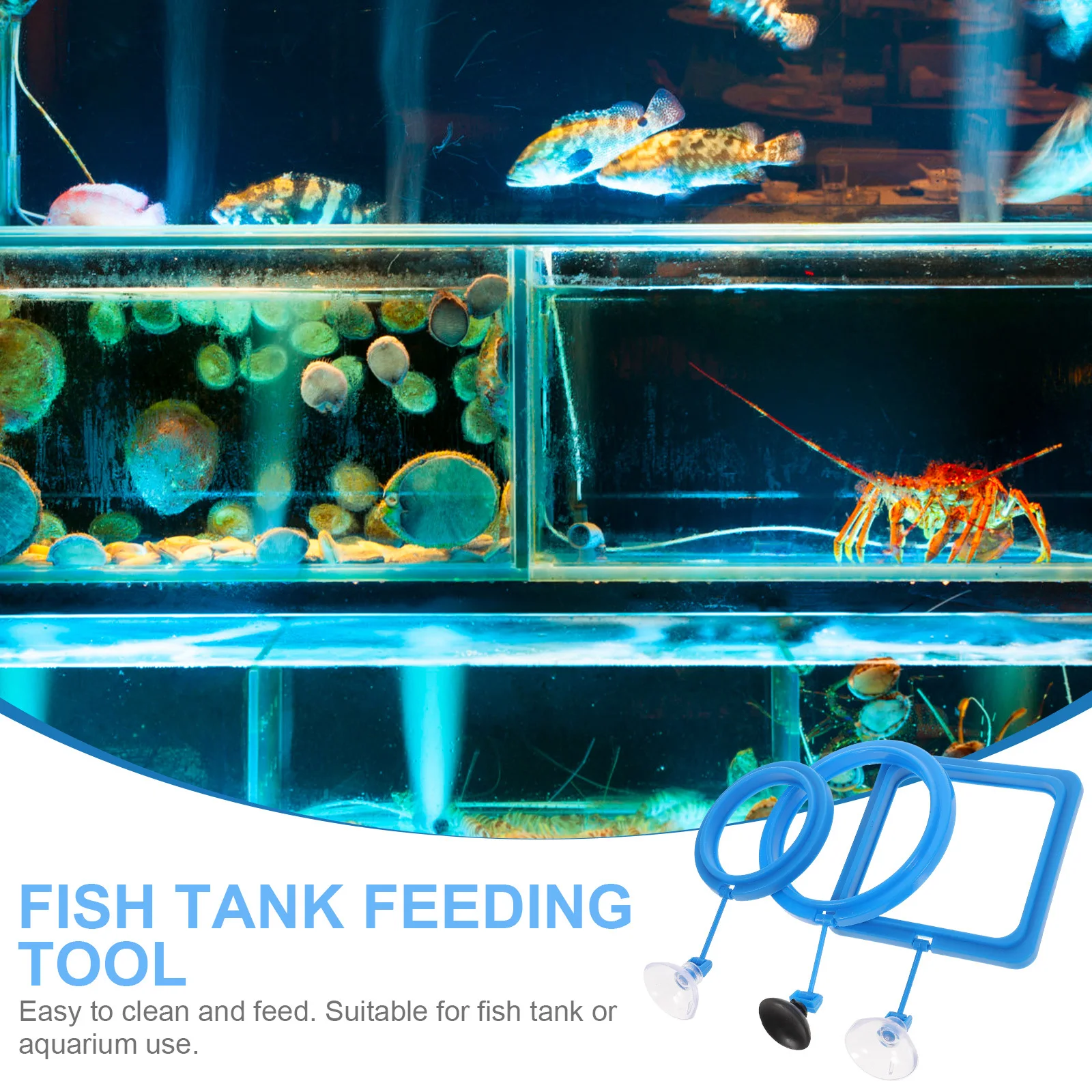 

3pcs Aquarium Buoyancy Feeder Fish Tank Feeding Tool For Automatic Fish Food Dispenser Dark Blue Pet Feeding Supplies