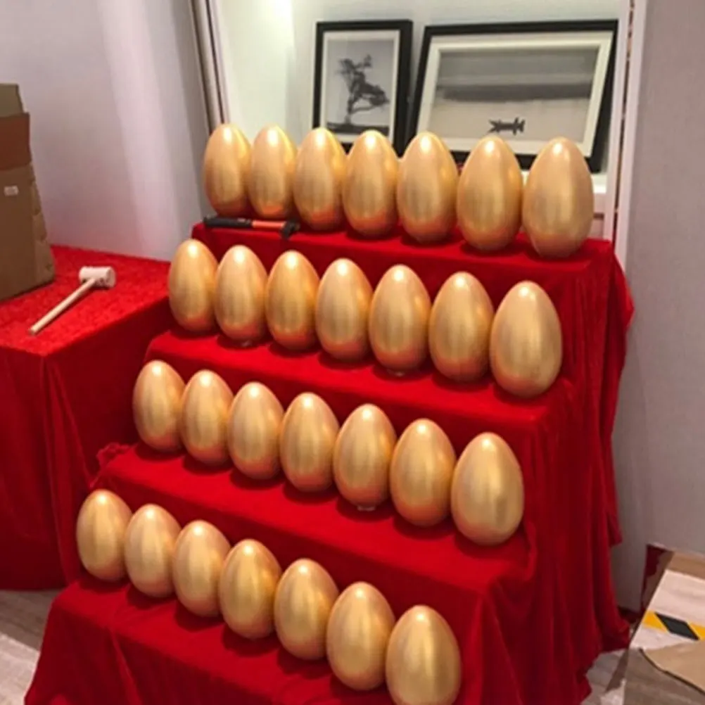 

6Pcs Party Golden Eggs Empty Plaster Activity Supplies Wedding Festival Lottery Eggs Multi-Functional Holiday Decoration Filling