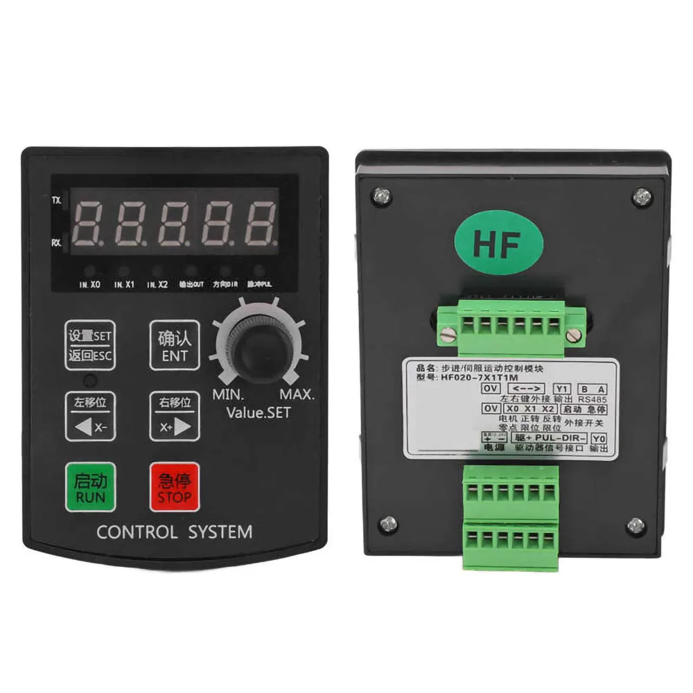 DC 24V Programmable Servo Stepper Motor Controller with Adjustable Pulse Width, Count Control, and RS485 Support (HF020)