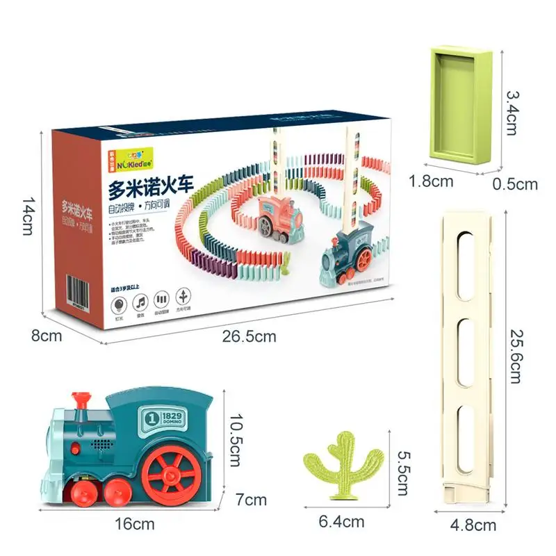 Kids Domino Train Car Set Sound Light Automatic Laying Domino Brick Colorful Dominoes Blocks Game Educational DIY Toy Gift