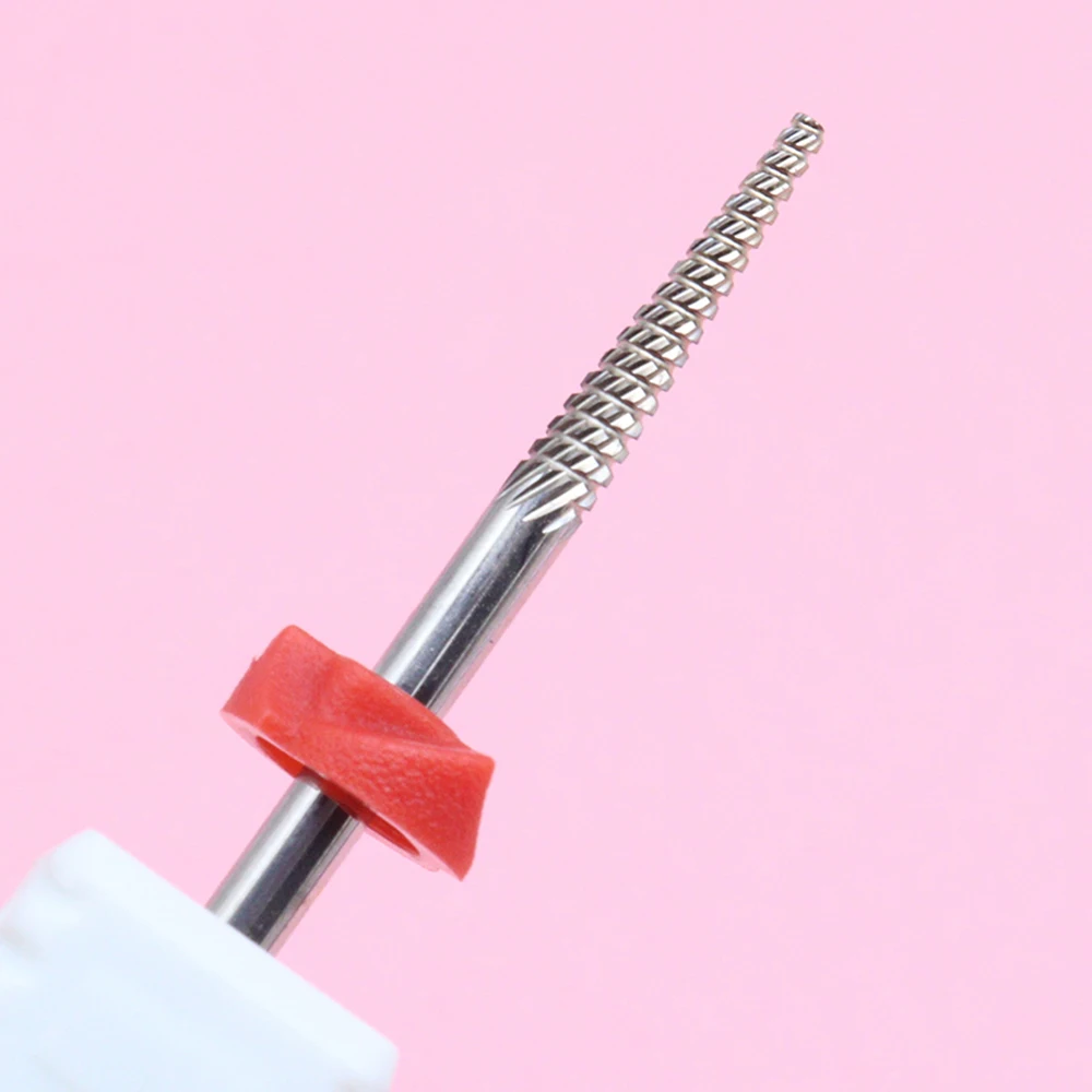 5mm Hartmetall-Nagelbohrer – Spiralförmige Doppelrichtungs-Nutfräser, aus massivem Wolframkarbid für Gel-Entfernung & Nagelformung, 3/32 Zoll Schaft